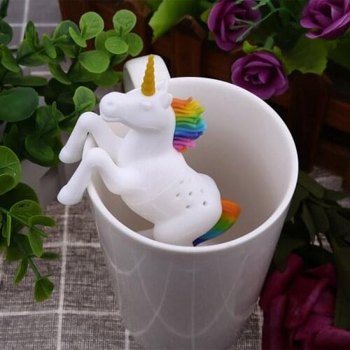 1 Pcs Tea Bag Food Grade Leaf Herbal Spice Filter Unicorn Shape Tea Infuser Strainers Creative Filter Loose Silicone Diffuser