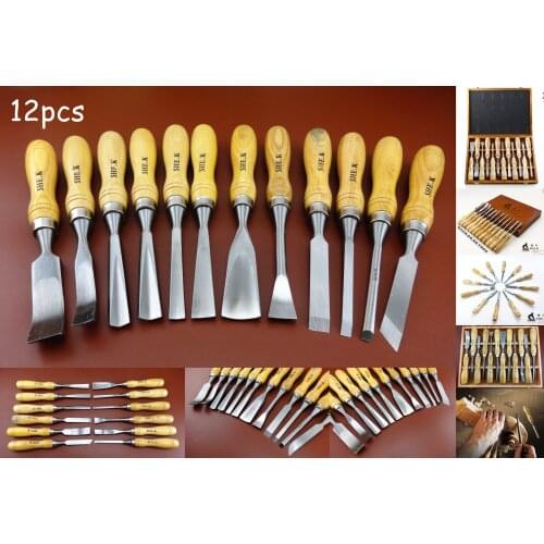 12pcs Professional Wood Craft Work Carving Knife Chisel Cutter Punch Tool Set - Sewing Stitching Carving Stamping Swivel Knife