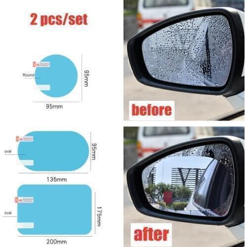 2Pcs Soft Anti Fog Film Car Rear Mirror Protective Film Window Clear Rainproof Rear View Mirror Protective Anti-glare Clear Film