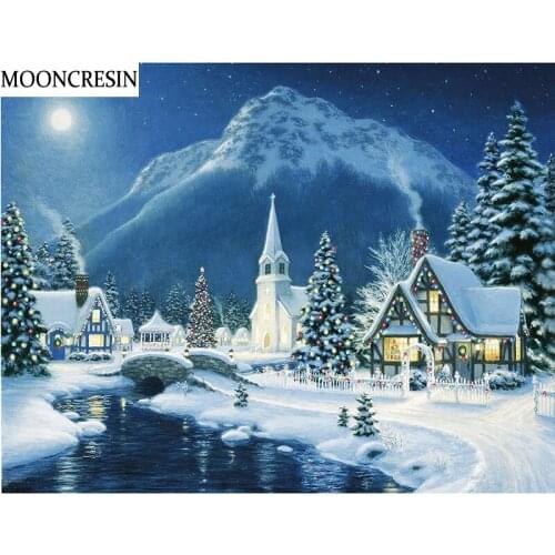 5D Diamond Painting Full Drill Snow House Cross Stitch Diy Diamond Embroidery 3D Mosaic Picture Christmas Tree New Year Decor