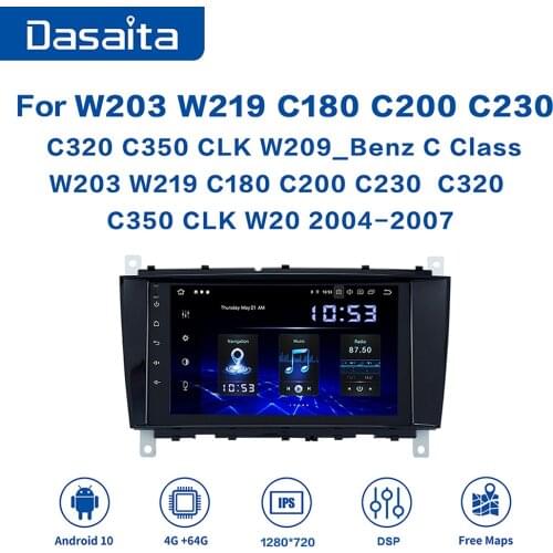 Dasaita 8" Android 10.0 Car Radio 1 Din GPS Nav for Benz C Class W203 W219 C180 C200 C230 C320 C350 CLK W20 2004-2007 Head Unit