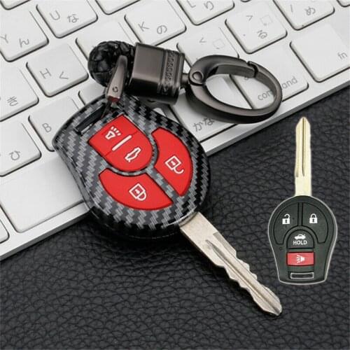 Carbon Fiber ABS Car Remote Key Fob Case Cover Shell Protector Keychain For Nissan Sentra Versa Tiida Juke Micra Note Styling