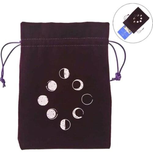 Velvet Tarot Storage Bag Moon Phase Oracle Card Divination Bag Board Game Toy Jewelry Home Mini Drawstring Package