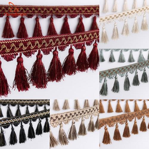 CHENGBRIGHT New 10 Meters 16CM Width Polyester Lace Tassel Flower Curtain Cloth Lace Home Decoration Accessories Textile Tassels