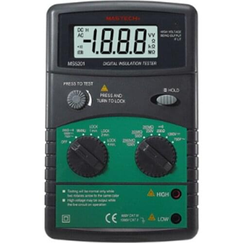 MS5201 Sound and Light Alarm Digital Megohmmeter Electric Shaker Insulation Resistance Tester