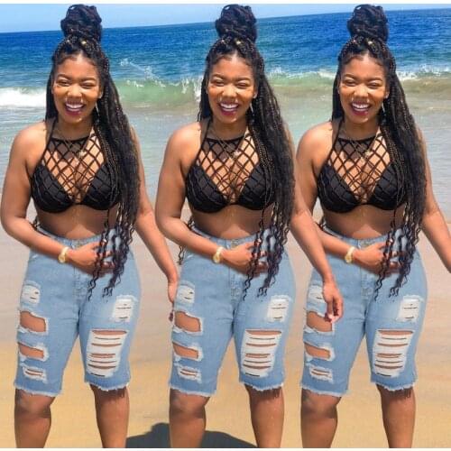 NEW ARRIVAL Sexy Fashion Summer Womens Trendy High Waist Ripped Jeans Cropped Pants Beach Hot Pants Wholesale Dropshipping