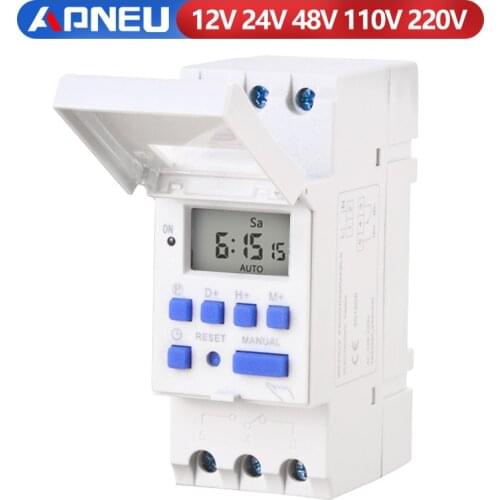Electronic Weekly 7 Days Programmable Digital TIME Relay Timer Switch Control AC 220V 230V 12V 24V 48V 16A Din Rail Mount THC15A
