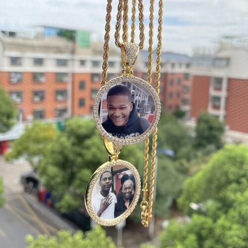 Hip Hop Personalized Customized Photo Pendant Copper Inlaid Zircon Solid DIY Creative Photo Necklace