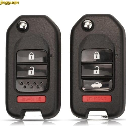 Jingyuqin 10pcs Modified Remote Car Key Fob Shell For Honda GREIZ Civic City XRV Vezel 2/3/4 Buttons Foilding Flip Case