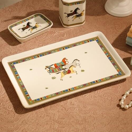 Ceramic Tray For Tea Set Fruit Plate Livingroom Tea Table Useful Rectangle Saucer Receiving Disk Free Shipping European Style