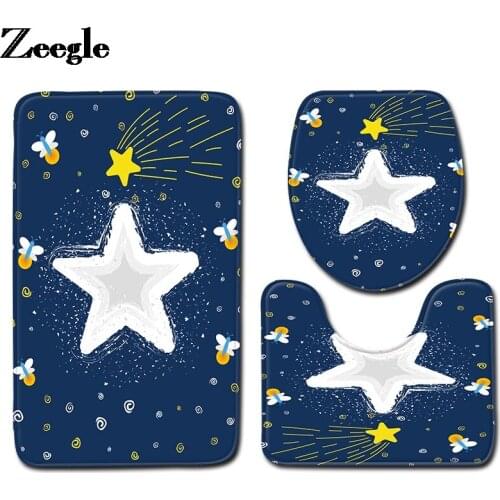 Bath Mat and Toilet Carpet in the Bathroom AntiSlip Toilet Seat Cushion AntiSlip Absorbent Small Fresh Style Foot Rug Set