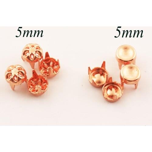 5mm 200PCS Rose Gold Round Nailhead Jewelry Studs Nailhead Rivet Fastener Snaps Prong Leather Craft-3/16"