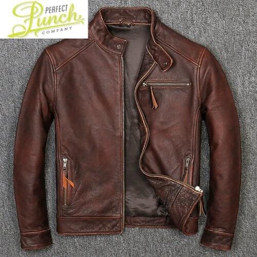 Clothes Jacket 2021 Mens Real Cow Leather Coat for Men Casual Moto&Biker Street Style Plus Size Short Slim 095