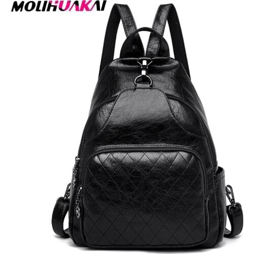 Lanyibaige 2020 New Women Back Pack Soft Leather PU Backpack for Teenage Girls Casual Female Large Sac Travel Ladies Bagpack