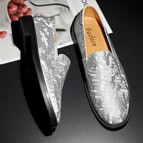 Loafers men shoes slip-on casual leather designer moccasins oxford luxury brand mocassin homme social mens glitter prom gold