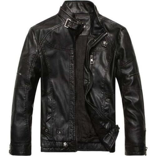 Fashion Men Jacket PU Leather Casual Autumn Winter Jacket Jacket Soft Short Fleece Jackets Famous Brand Clothing