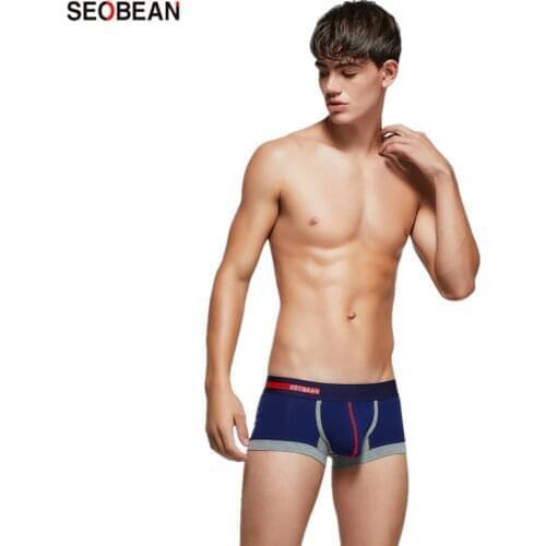 SEOBEAN Mens Underwear Japanese Fashion Letter Printing Mens Underpants Body Shaping U-pouch Bag Push Up Sexy Boxers