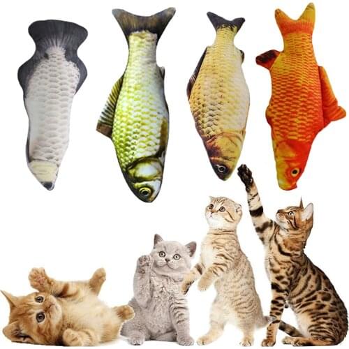 Soft Plush Cat Fish Toy Cat Scratcher Catnip Toy Interactive Simulation Fish Cat Mint Toys Stuffed Playing Toy for Cat Kitten