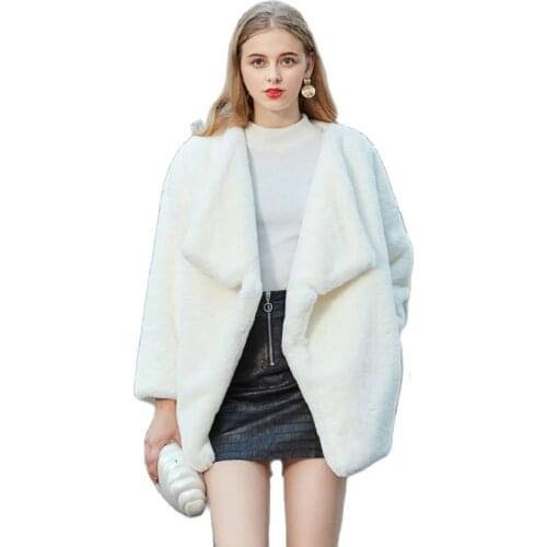 New Fashion Faux rabbit furry Coat female faux fur long loose Overcoat Female Winter Clothing Women Faux Fur Coat