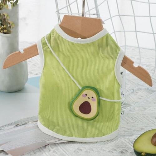 Pet Clothes Spring and Summer Thin Section Breathable Green Avocado Shoulder Bag Vest Teddy Chihuahua Cat Two-legged Clothing
