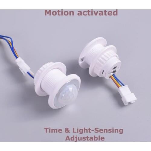 PIR Motion Sensor Auto Switch AC85-265V IR Infrared Detector Adjustable Time Delay and Darkness