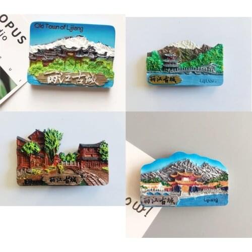 Resin refrigerator stickers China Lijiang ancient city scenery refrigerator stickers magnetic stickers world travel souvenirs