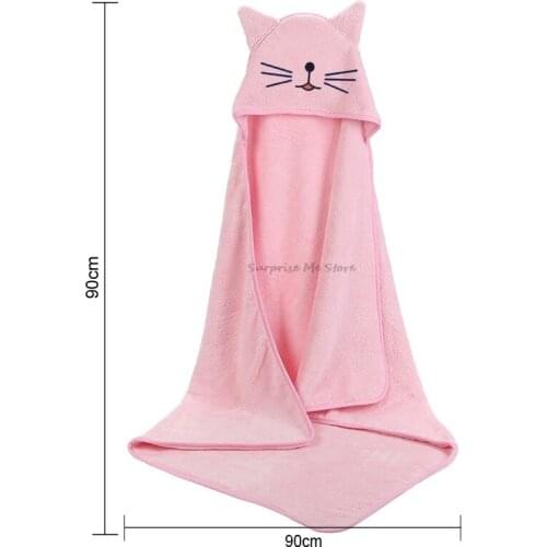 Baby Pink Towel Newborn Bath Comfortable Soft Warm Baby Hooded Bathrobe Cute Animal Cats Beach Cotton Towel kids Babies Blanket