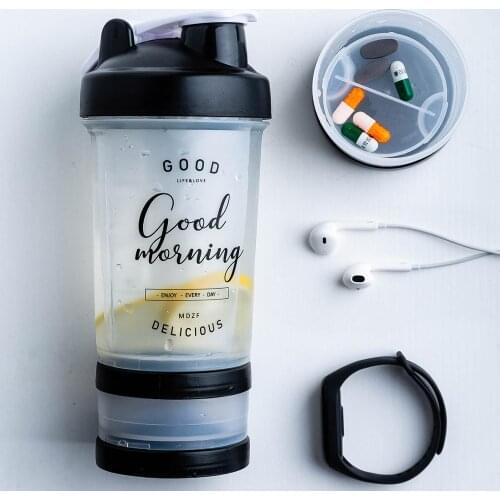 MDZF SWEETHOME Portable Sport Water Bottle Outdoor Travel Carrying Bottle 3Layers Design with Protein Shaker Water Bottles