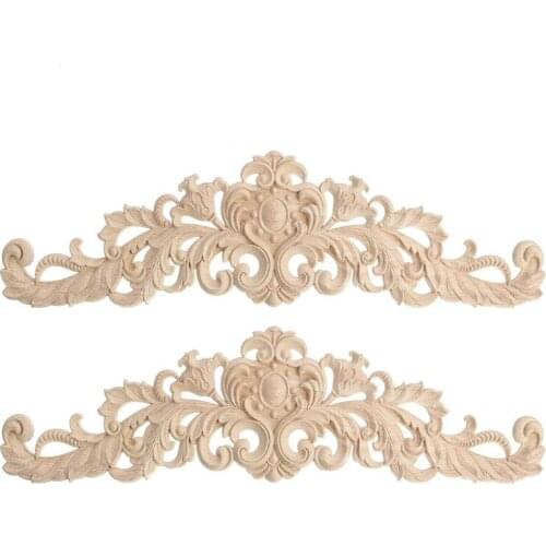Practical 2pcs Craft Wood Cabinet Furniture Carving Corner Wood Ornament Wood Ornaments Handmade
