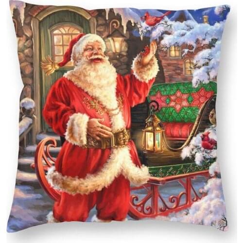 Christmas Snowman Cushion Covers Sofa Living Room Navidad Square Throw Pillow Cover 40x40cm