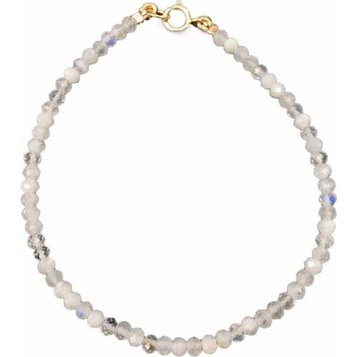 Natrual Shining Blue Light Moonstone 2-3mm 925 sterling silver Fashion Bracelet Nice Gift for Women