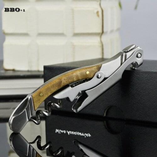 Wine Opener Corkscrew Wood Handle Beer Can Bottle Openers Stainless steel Professional Wine Accessories Portable Kitchen Utensil