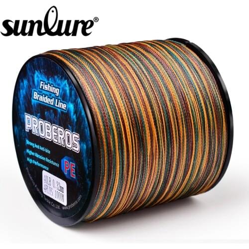 Sunlure 4 and 8 Strands Fishing Line 300M-500M-1000M PE Braided Line 10LB-100LB Multifilament Fishing Line Smooth for Bass Fish