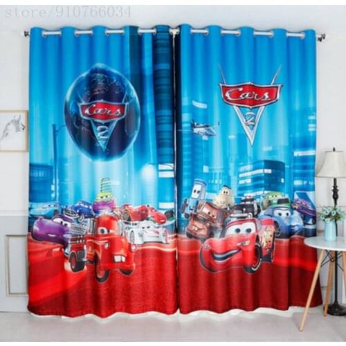 2021 Boy Custom Lightning McQueen Car Boy Cartoon Childrens Room Bedroom Bay Window Floor-to-Ceiling Window Blackout Curtains