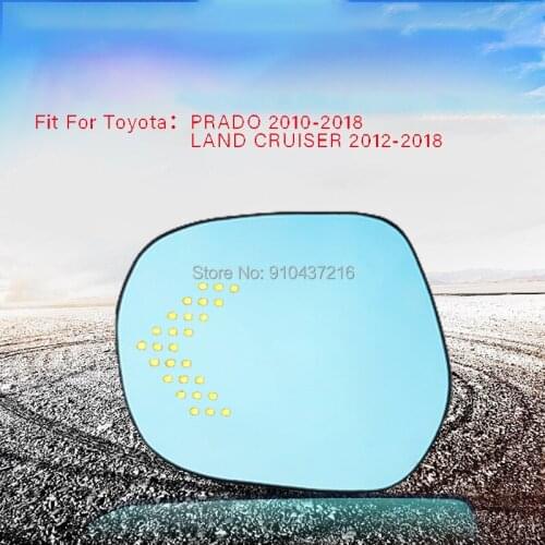 For Toyota PRADO 10-18 LAND CRUISER 12-18 Car Rearview Mirror Glare Proof Blue Glasses Led Lamp Heated turn single Marquee