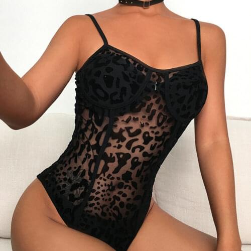 Summer Bodysuits 2019 New Summer Black Sexy Women Sleeveless V Neck Skinny Bodysuit Black Lace Mesh See Though Bodysuit