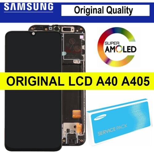 100% Original 5.9" Super AMOLED for Samsung A40 2019 A405F LCD Display Touch Screen Digitizer Assembly with frame Repair Parts