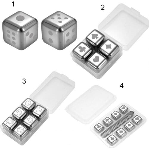 1 Set Ice Cubes Anti-deformation Reusable Stainless Steel Quick Cooling Whiskey Chilling Stones for Bar