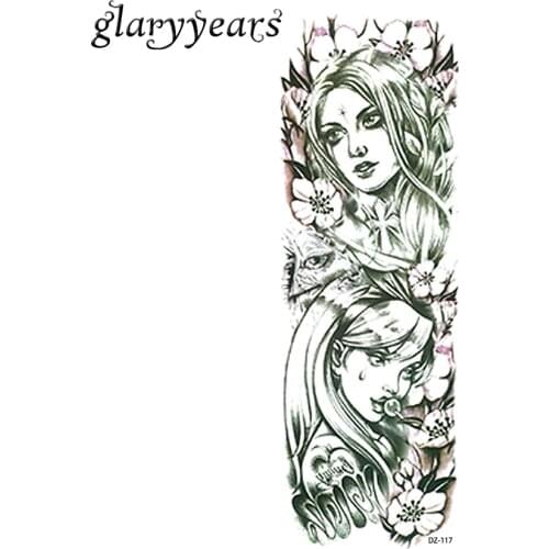1 Piece Temporary Full Flower Arm Tattoo Sticker Beauty Girl Wintersweet Design Waterproof Big Large Tattoo Sticker Decal DZ-117