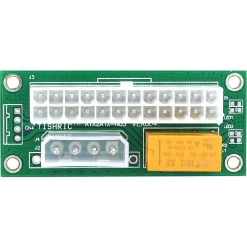 10Pcs Dual PSU Power Supply Sync Adapter Add2Psu ATX 24Pin To Molex Connector Riser Card Miner Mining BT