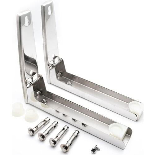 2Pcs/Lot Kitchen Stainless Steel Microwave Oven Bracket Sturdy Foldable Stretch Wall Mount Rack Shelf