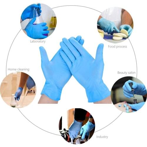 20/100pcs Latex Gloves Disposable Blue/Black Rubber Gloves Household Cleaning Catering Gloves Universal Left And Right Hand