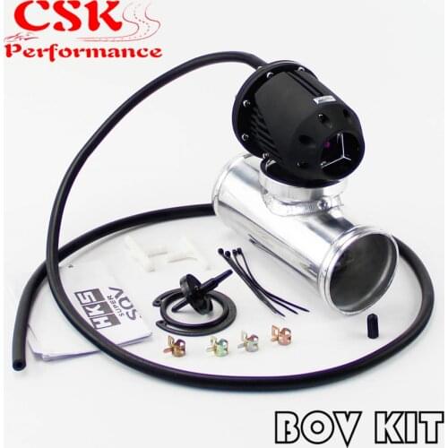 2" 50mm Straight Flange Pipe Adapter + Adjustable SQV Blow Off Valve BOV II 2 Black / Silver