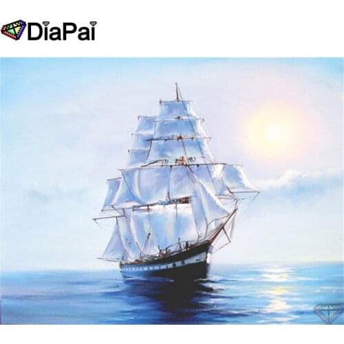 DIAPAI 5D DIY Diamond Painting 100% Full Square/Round Drill "Boat sunset scenery"Diamond Embroidery Cross Stitch 3D Decor A23023