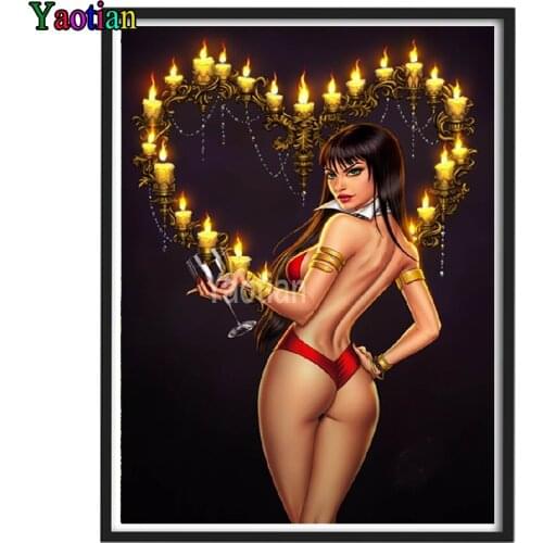 Diamond Embroidery Sexy woman candle heart shaped Cross Stitch Kits Full Drilling Square Round Diamond Painting Mosaic Wall Art