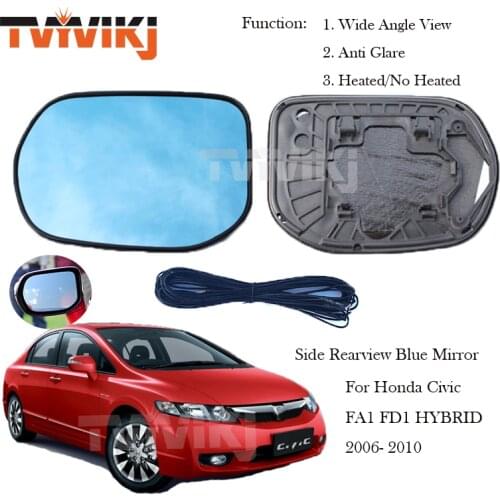 TVYVIKJ Side Rearview Mirror Blue Glass Lens HONDA CIVIC FA1 FD1 HYBRID 2006 2007 - 2011 For CIIMO Wide Angle View anti glare
