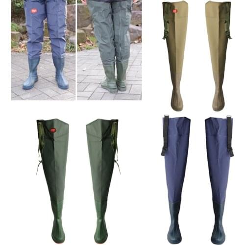 Waterproof Wading Boots Over Knee Hip Waders Thick Leg Wear Rain Boots Pants Fishing Waders
