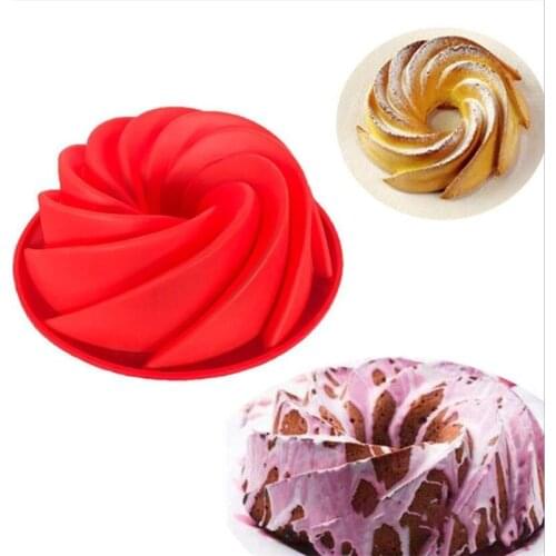 Large Spiral shape silicone Bundt Cake Pan, Bread Bakeware Mold baking Tools Cyclone Shape Cake Mould DIY Baking Tool