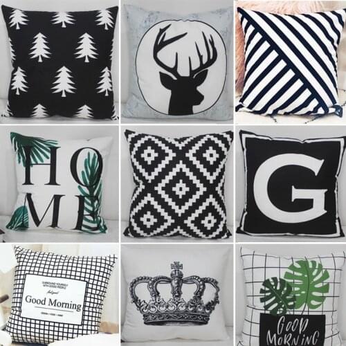 Sofa cushion cover chair decoration cushion cover letter pillow case black and white pillowcase geometric pattern throw pillow