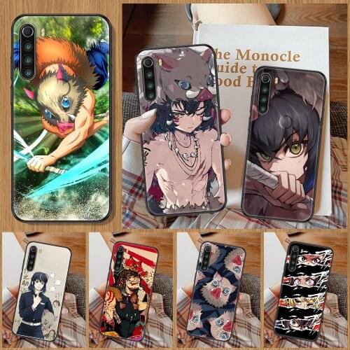 Demon Slayer Hashibira Inosuke Phone Case For Xiaomi Redmi Note 7 8 9 10 7A 8T 9A 9T 9S 10S Pro black pretty cell cover fashion